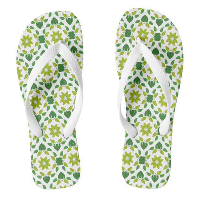 Leaf Pattern, Pattern Of Leaves, Green Leaves Jandals (Footbed)