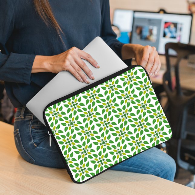 Leaf Pattern, Pattern Of Leaves, Green Leaves Laptop Sleeve (Creator Uploaded)