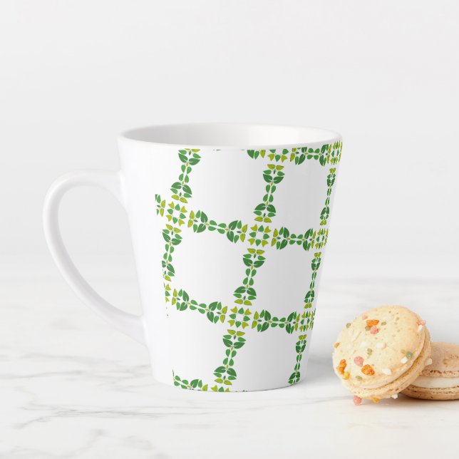 Leaf Pattern, Pattern Of Leaves, Green Leaves Latte Mug (In Situ)