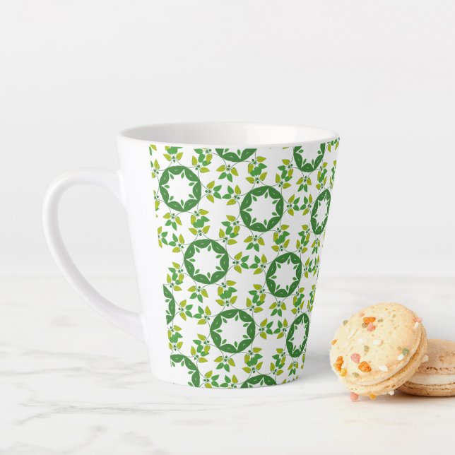 Leaf Pattern, Pattern Of Leaves, Green Leaves Latte Mug (In Situ)