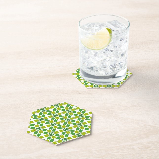 Leaf Pattern, Pattern Of Leaves, Green Leaves Paper Coaster (Insitu)