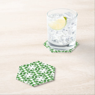 Leaf Pattern, Pattern Of Leaves, Green Leaves Paper Coaster