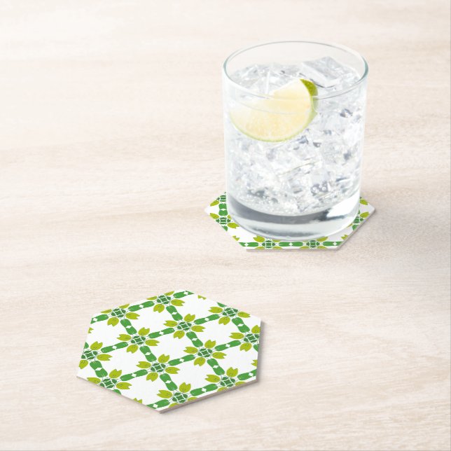 Leaf Pattern, Pattern Of Leaves, Green Leaves Paper Coaster (Insitu)