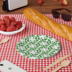 Leaf Pattern, Pattern Of Leaves, Green Leaves Paper Plate