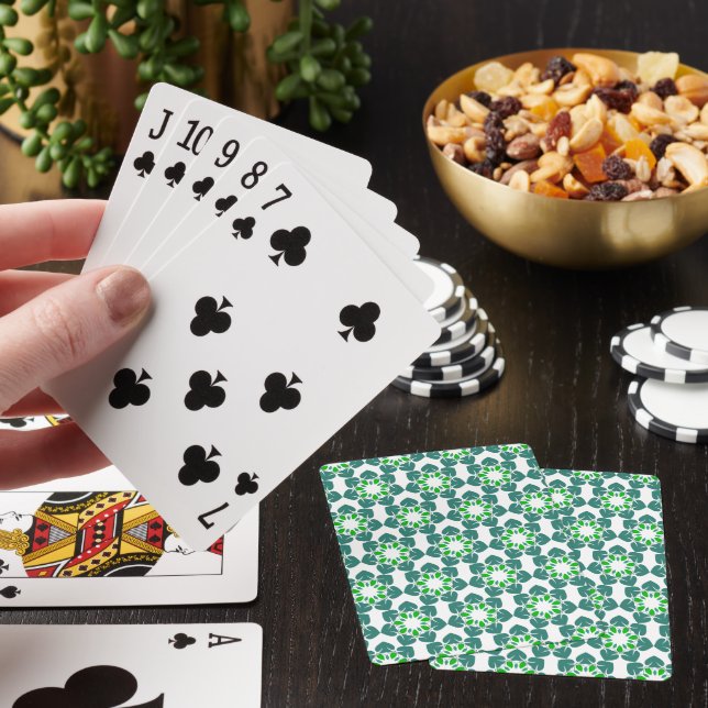 Leaf Pattern, Pattern Of Leaves, Green Leaves Playing Cards (In Situ)
