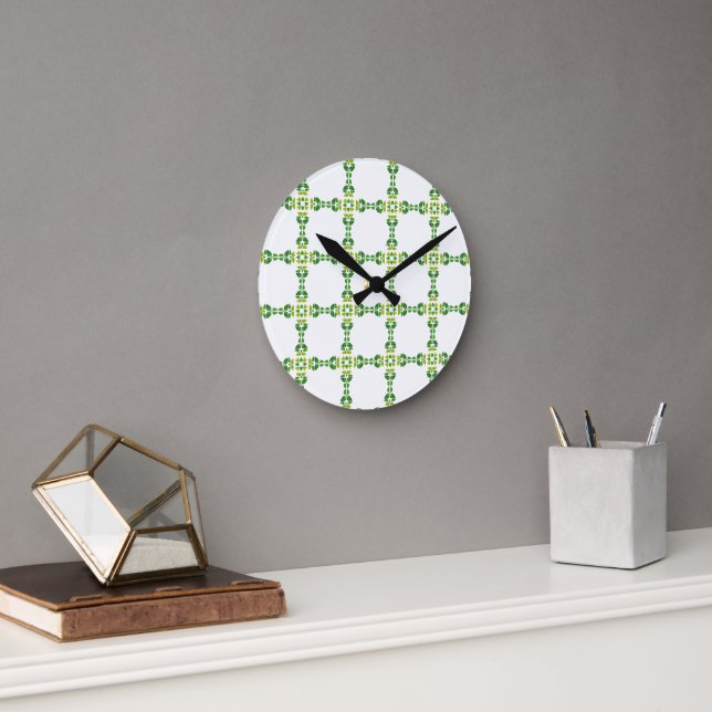 Leaf Pattern, Pattern Of Leaves, Green Leaves Round Clock (Office)