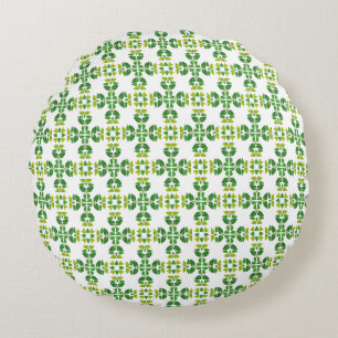 Leaf Pattern, Pattern Of Leaves, Green Leaves Round Cushion