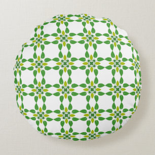 Leaf Pattern, Pattern Of Leaves, Green Leaves Round Cushion