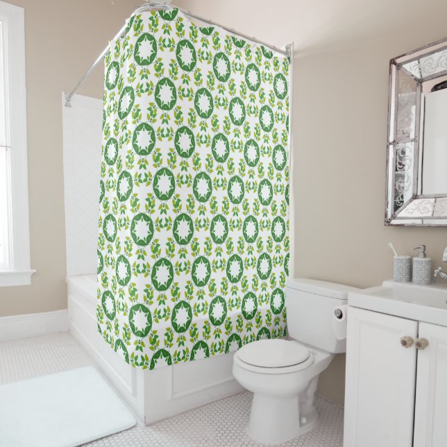 Leaf Pattern, Pattern Of Leaves, Green Leaves Shower Curtain (In Situ)