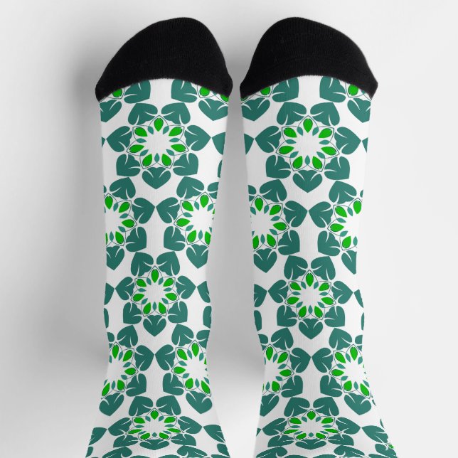 Leaf Pattern, Pattern Of Leaves, Green Leaves Socks (Top)