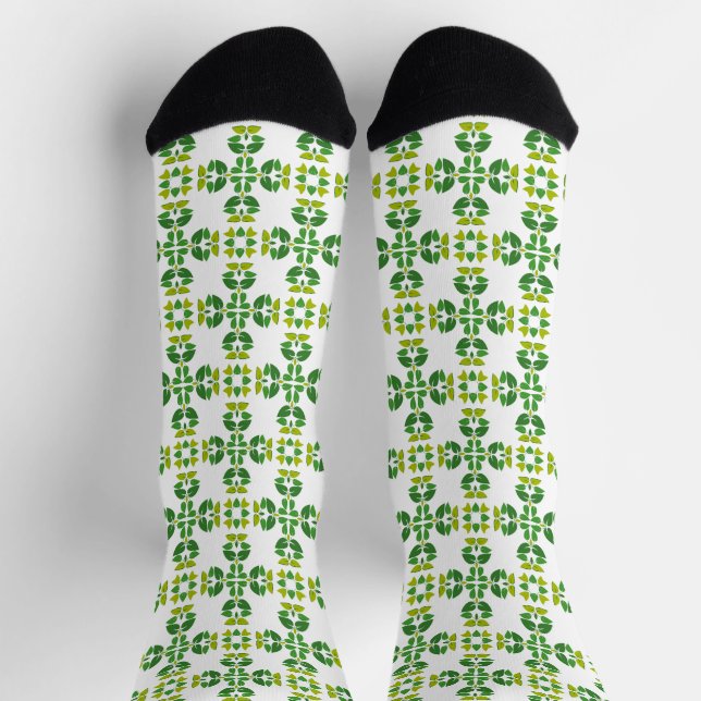 Leaf Pattern, Pattern Of Leaves, Green Leaves Socks (Top)