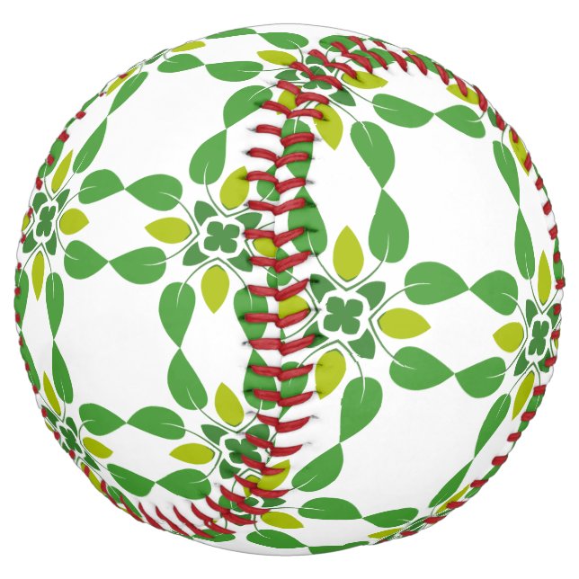 Leaf Pattern, Pattern Of Leaves, Green Leaves Softball (Angled)