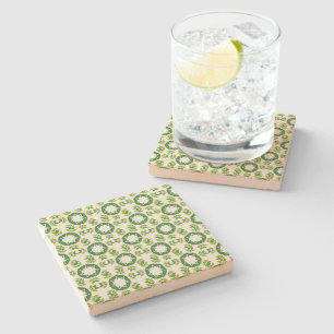 Leaf Pattern, Pattern Of Leaves, Green Leaves Stone Coaster