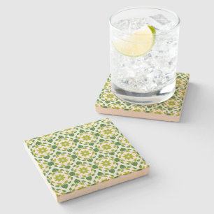 Leaf Pattern, Pattern Of Leaves, Green Leaves Stone Coaster