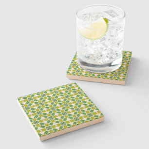 Leaf Pattern, Pattern Of Leaves, Green Leaves Stone Coaster
