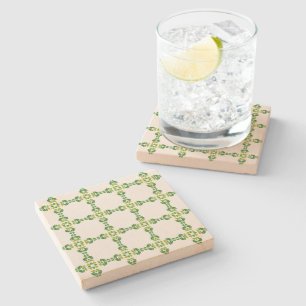 Leaf Pattern, Pattern Of Leaves, Green Leaves Stone Coaster
