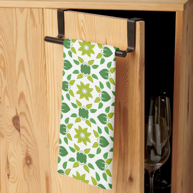Leaf Pattern, Pattern Of Leaves, Green Leaves Tea Towel (Thirds Fold)