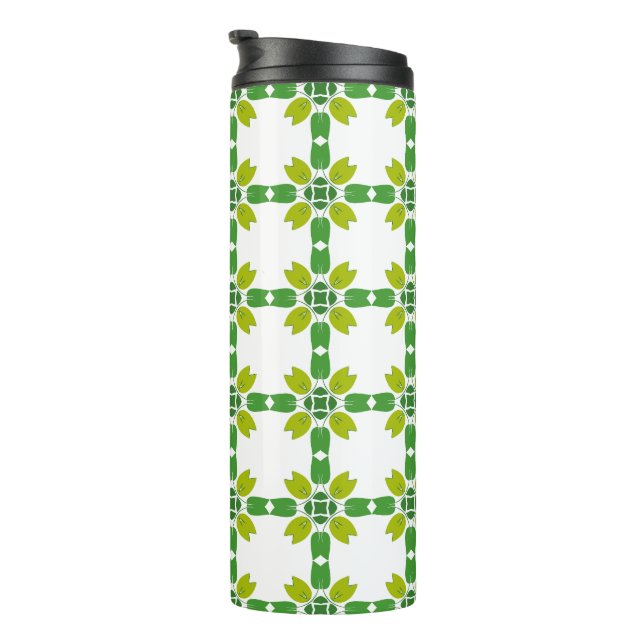 Leaf Pattern, Pattern Of Leaves, Green Leaves Thermal Tumbler (Rotated Right)