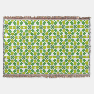 Leaf Pattern, Pattern Of Leaves, Green Leaves Throw Blanket