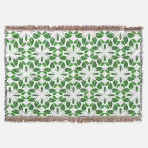 Leaf Pattern, Pattern Of Leaves, Green Leaves Throw Blanket
