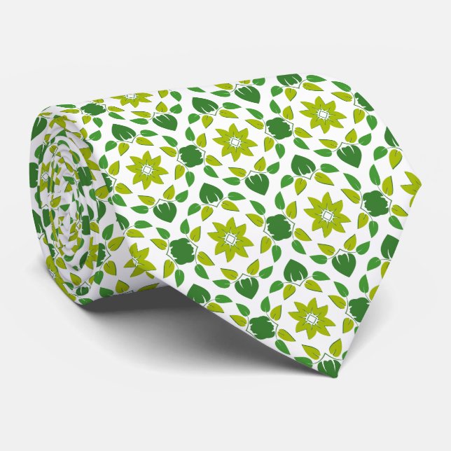 Leaf Pattern, Pattern Of Leaves, Green Leaves Tie (Rolled)
