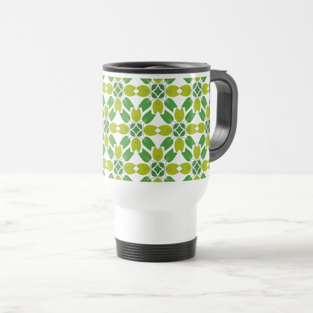 Leaf Pattern, Pattern Of Leaves, Green Leaves Travel Mug (Front Right)