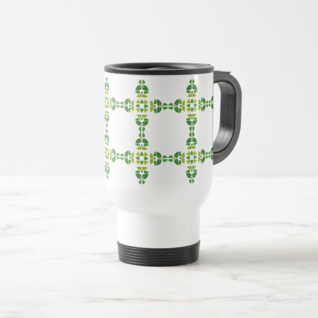 Leaf Pattern, Pattern Of Leaves, Green Leaves Travel Mug (Front Right)