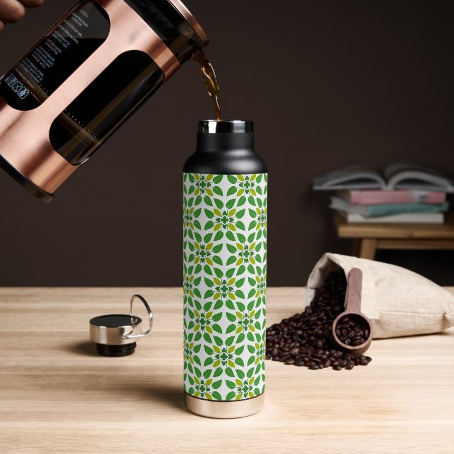 Leaf Pattern, Pattern Of Leaves, Green Leaves Water Bottle (Coffee)