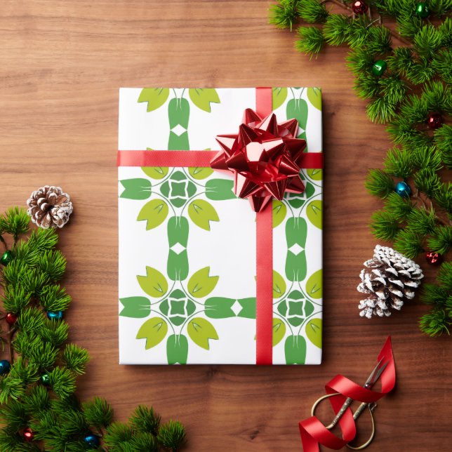 Leaf Pattern, Pattern Of Leaves, Green Leaves Wrapping Paper (Holiday Gift)