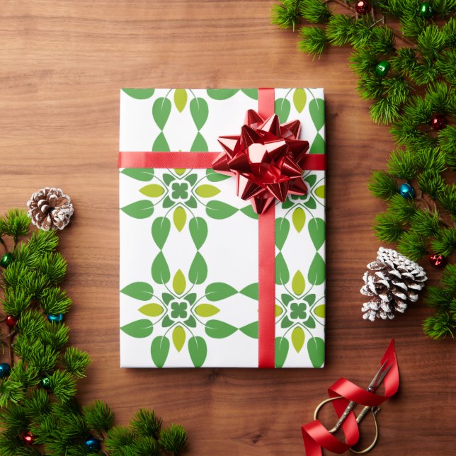 Leaf Pattern, Pattern Of Leaves, Green Leaves Wrapping Paper (Holiday Gift)