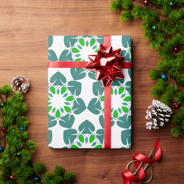Leaf Pattern, Pattern Of Leaves, Green Leaves Wrapping Paper (Holiday Gift)