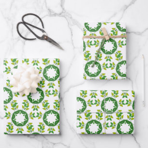 Leaf Pattern, Pattern Of Leaves, Green Leaves Wrapping Paper Sheet