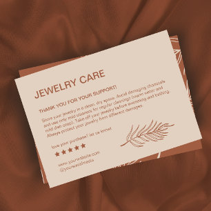 Leaf Pattern Product Jewellery Care Thank You Card