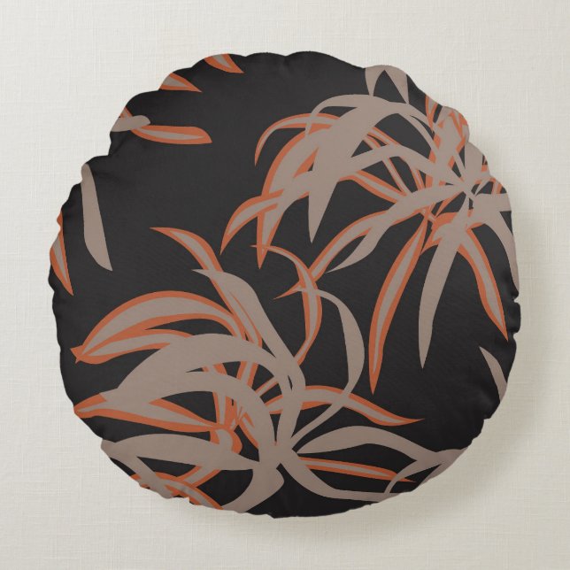  Leaf Pattern Round Decorative Throw Pillow (Front)