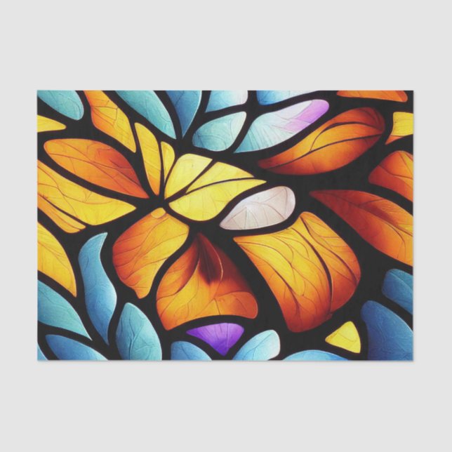 Leaf Pattern Stained Glass Decoupage Tissue Paper (Front)