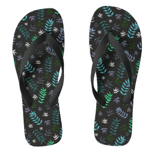 Leaf pattern stylish, modern blue & black jandals