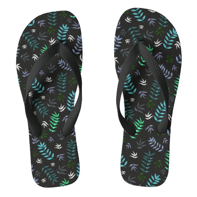 Leaf pattern stylish, modern blue & black jandals (Footbed)