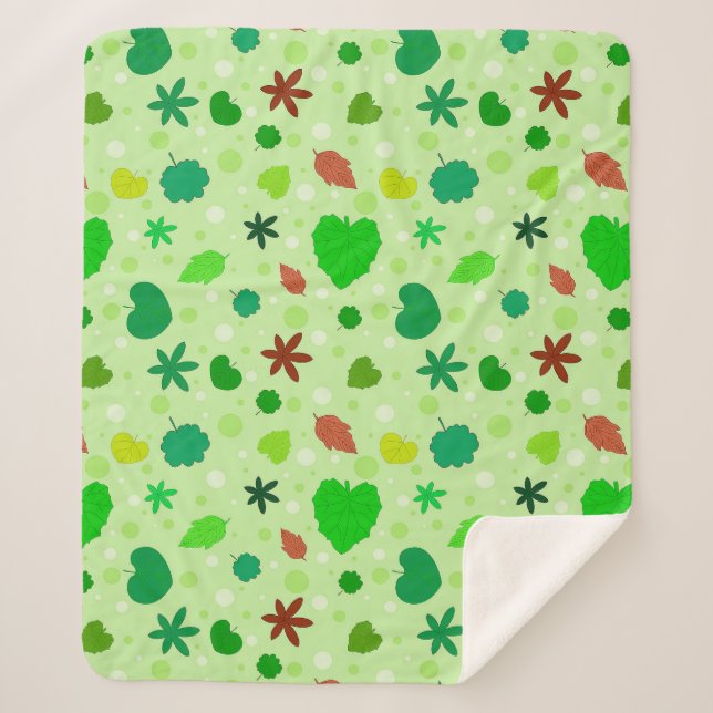 Leaf Pattern with Various Shapes and Colours Sherpa Blanket (Front)