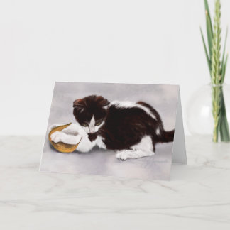 Leaf Playing Kitten Card