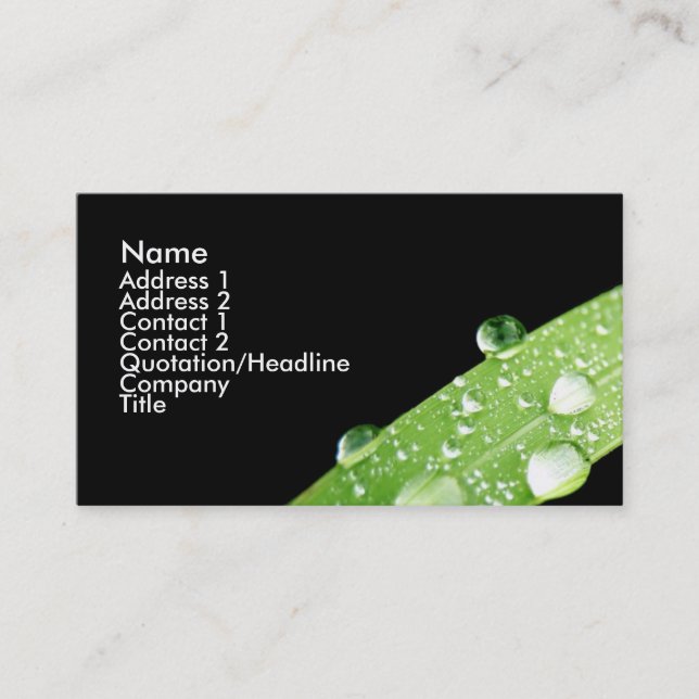 Leaf Rain Drops Business Card (Front)