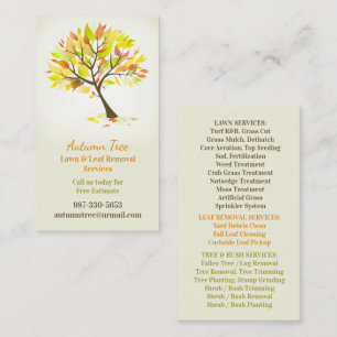 Leaf Removal Lawn Care & Tree Service Template Business Card