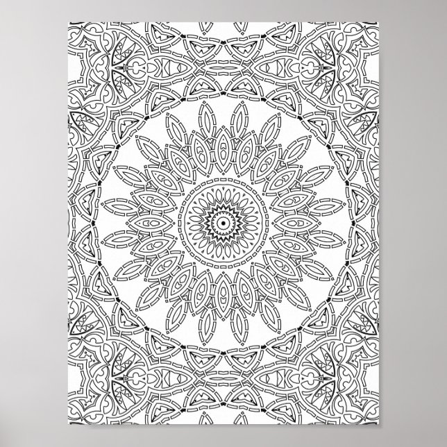 Leaf Ring Mosaic Coloring Page Pattern Design Poster (Front)