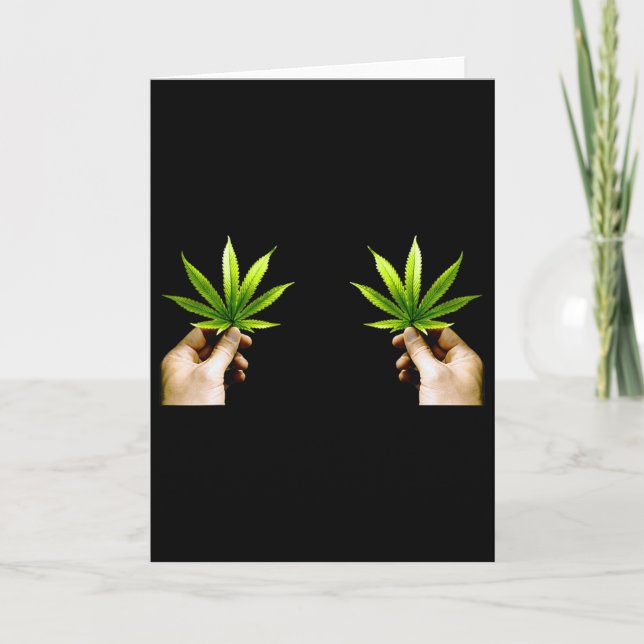 Leaf S Breast Funny Pot Weed Leaves Christmas Biki Card (Front)