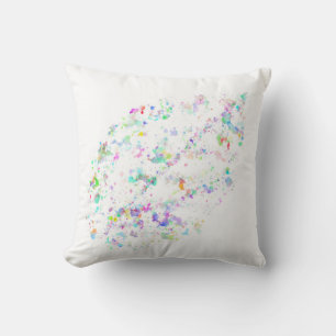 Leaf shaped water colour paint splatter cushion