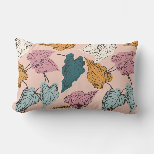 Leaf skeleton seamless pattern,background with cal lumbar cushion (Front)