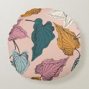 Leaf skeleton seamless pattern,background with cal round cushion