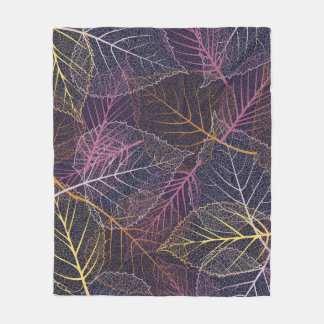 Leaf skeleton seamless pattern,background with col fleece blanket