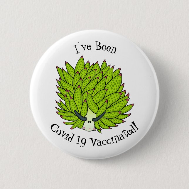 Leaf slug cartoon illustration 6 cm round badge (Front)