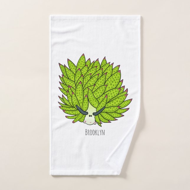 Leaf slug cartoon illustration bath towel set (Hand Towel)