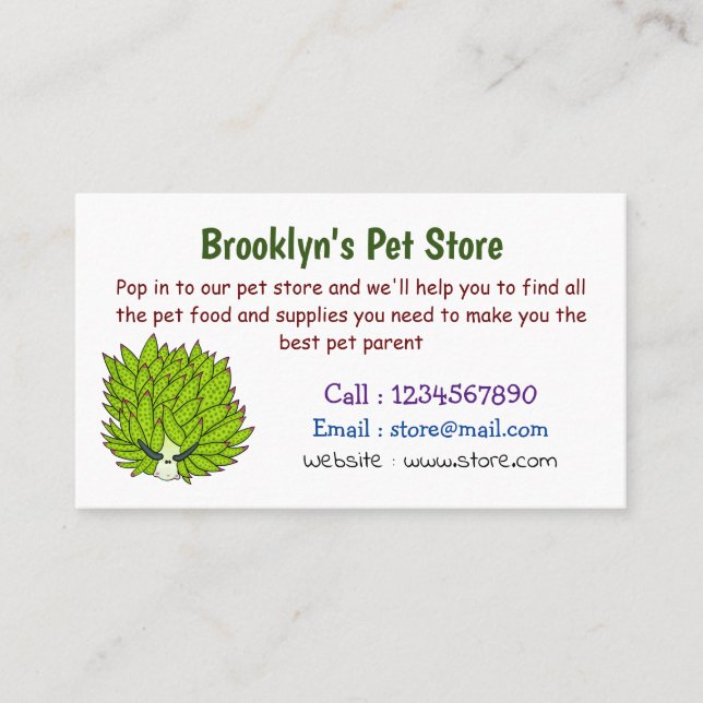 Leaf slug cartoon illustration business card (Front)